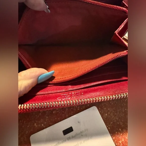 Jimmy Choo Red leather star long zip wallet with COA card EUC - Picture 9 of 9